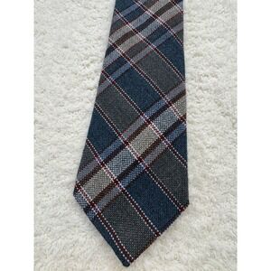 Principe Necktie Tie Mens Blue Grey Plaid Excellent Woven Acrylic Accessory